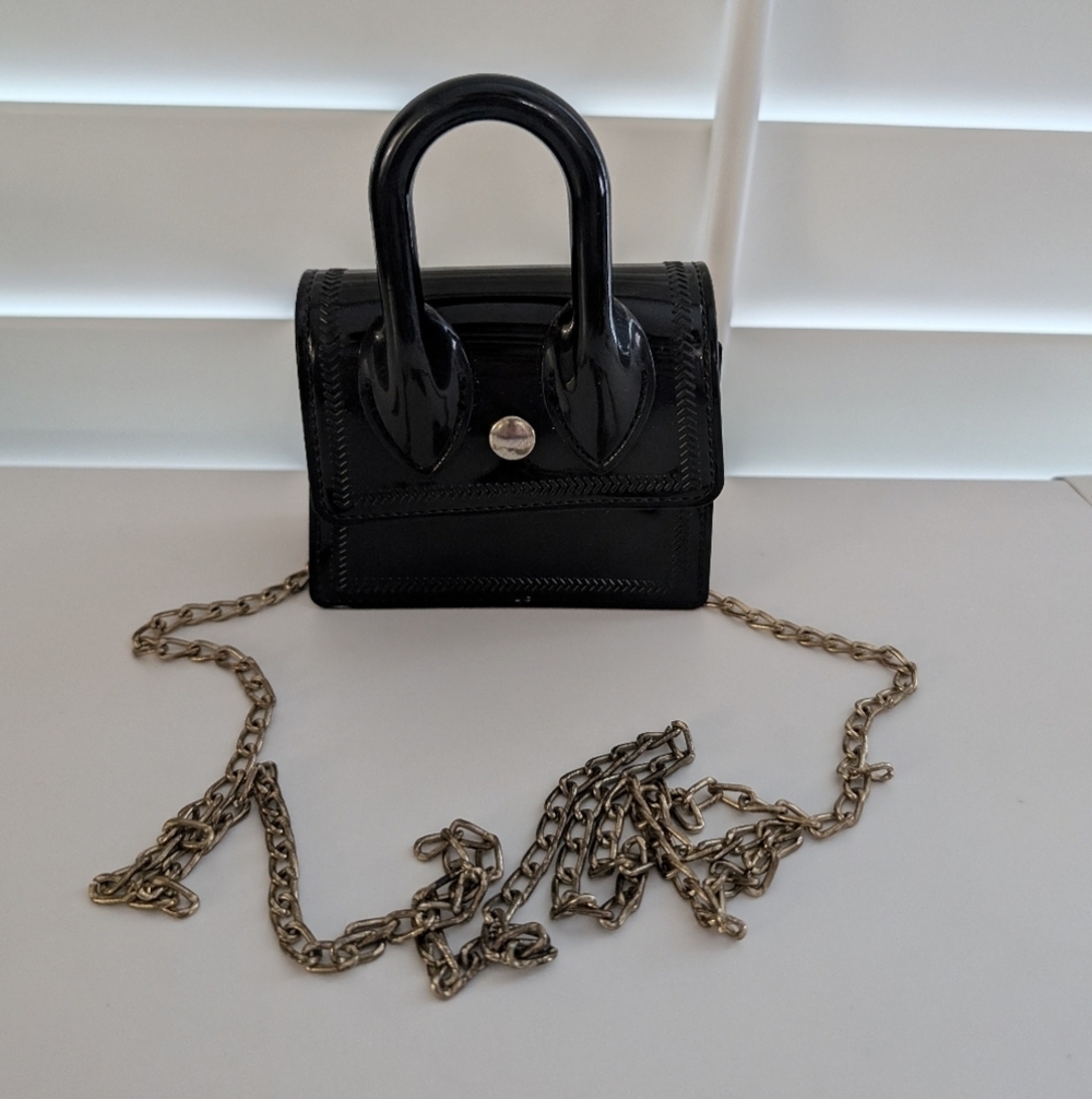 Tiny Shiny Black Crossbody Bag